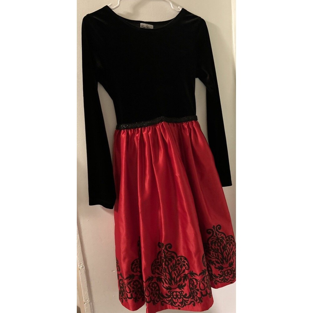Rare Editions Girls long sleeve Holiday Dress Size 16 Velvet bodice satin skirt